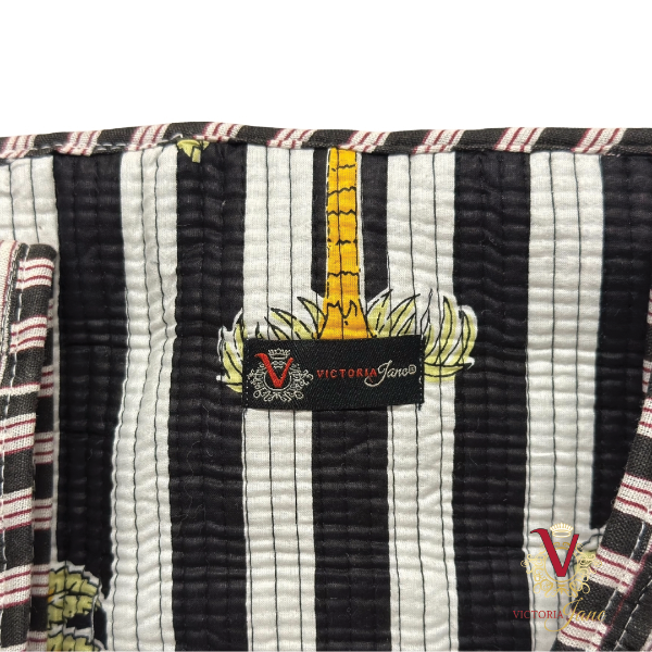 Monochrome Palm Tree Zipped Designer Carry All Tote Bag close up