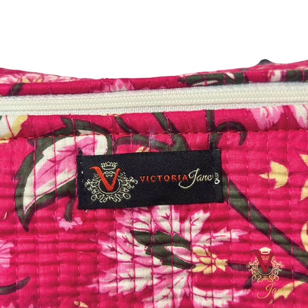 Cerise Floral Tote Pouch Set – Matching Duo