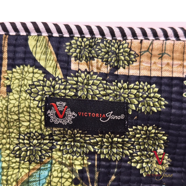 Black Peacock Jungle Zipped Designer Carry All Tote Bag close up