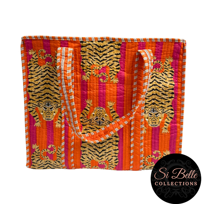 Tibetan Tiger Orange Designer Carry All Tote Bag