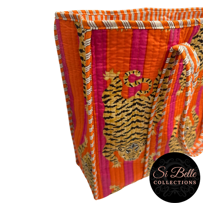 Tibetan Tiger Orange Designer Carry All Tote Bag