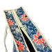 Denim Flower Zipped Designer Carry All Tote Bag close up zip open