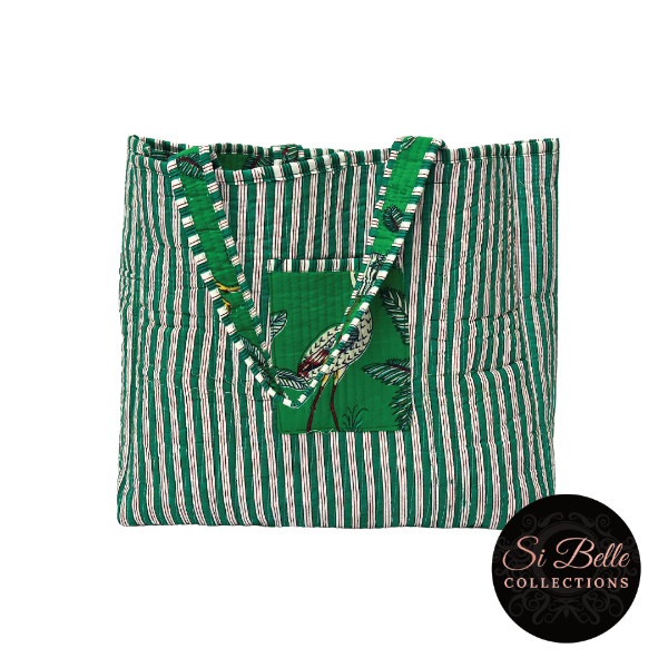 Emerald Green Designer Tote inside