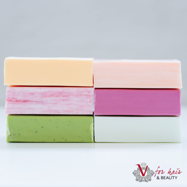 assorted beautiful fragrant Tilley soaps stacked in pile